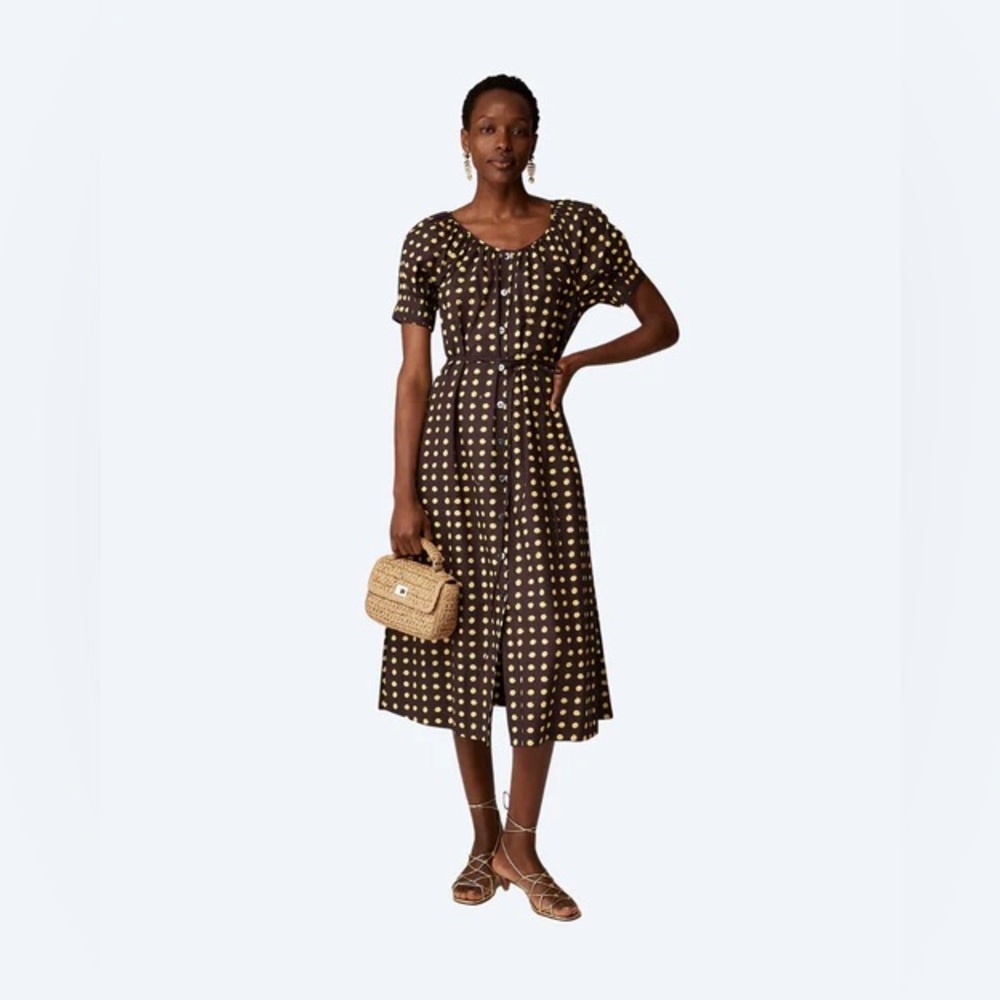 J-Crew Button-up midi dress in dot cotton poplin size M NWT - Picture 4 of 5